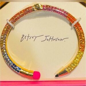 BETSEY JOHNSON Back to School Multi-Color Rhinestone Hinged Pencil Bracelet NWT